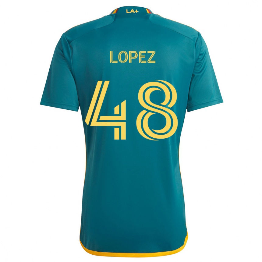 Niño Fútbol Camiseta Diego López #48 Verde Amarillo 2ª Equipación 2024/25 México