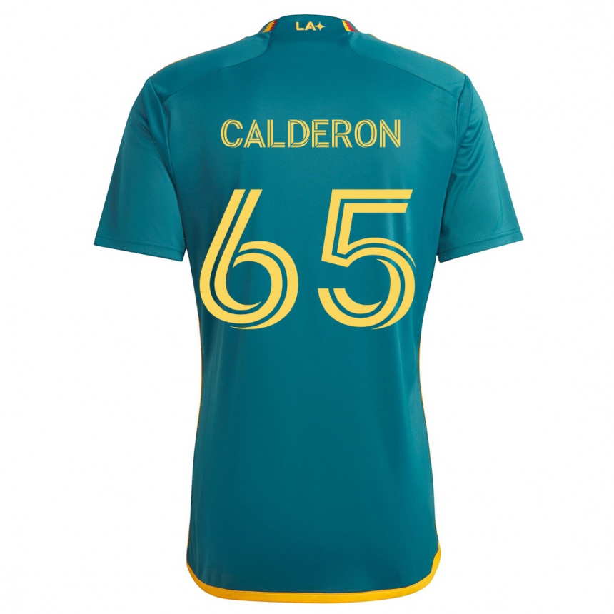 Niño Fútbol Camiseta Juan Calderón #65 Verde Amarillo 2ª Equipación 2024/25 México