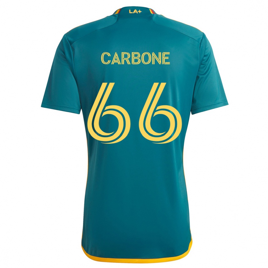 Niño Fútbol Camiseta Matteo Carbone #66 Verde Amarillo 2ª Equipación 2024/25 México