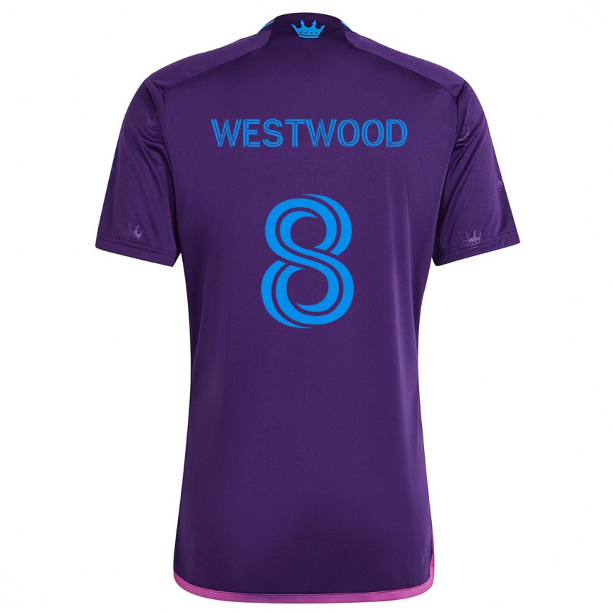 Niño Fútbol Camiseta Ashley Westwood #8 Azul Morado 2ª Equipación 2024/25 México