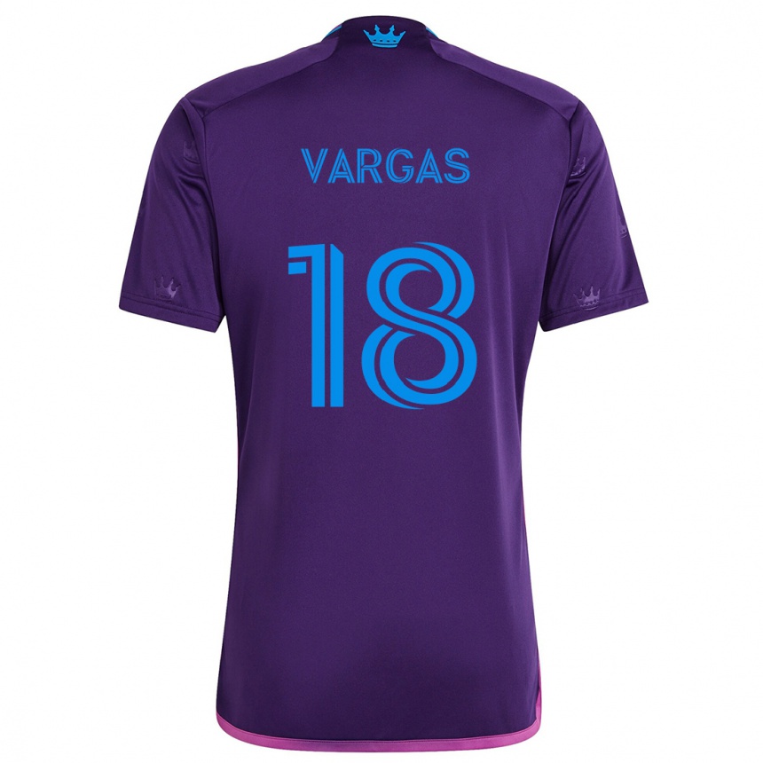 Niño Fútbol Camiseta Kerwin Vargas #18 Azul Morado 2ª Equipación 2024/25 México