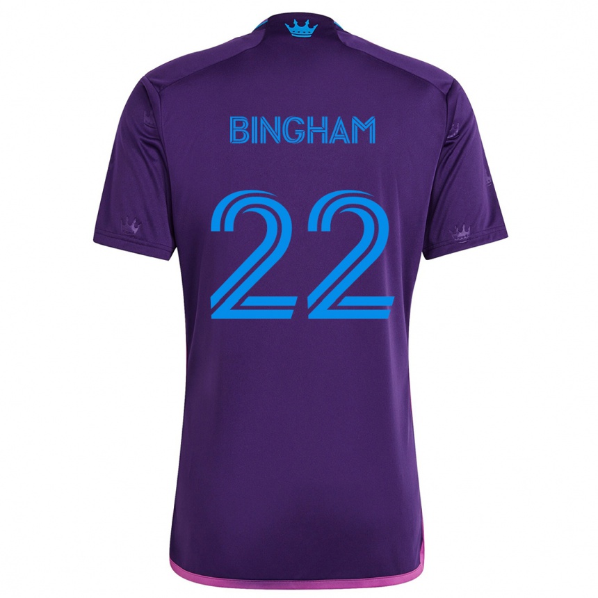 Niño Fútbol Camiseta David Bingham #22 Azul Morado 2ª Equipación 2024/25 México