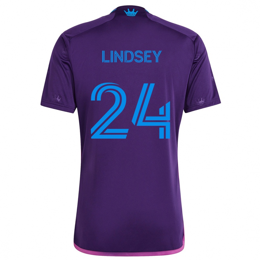 Niño Fútbol Camiseta Jaylin Lindsey #24 Azul Morado 2ª Equipación 2024/25 México