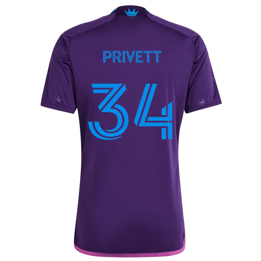 Niño Fútbol Camiseta Andrew Privett #34 Azul Morado 2ª Equipación 2024/25 México