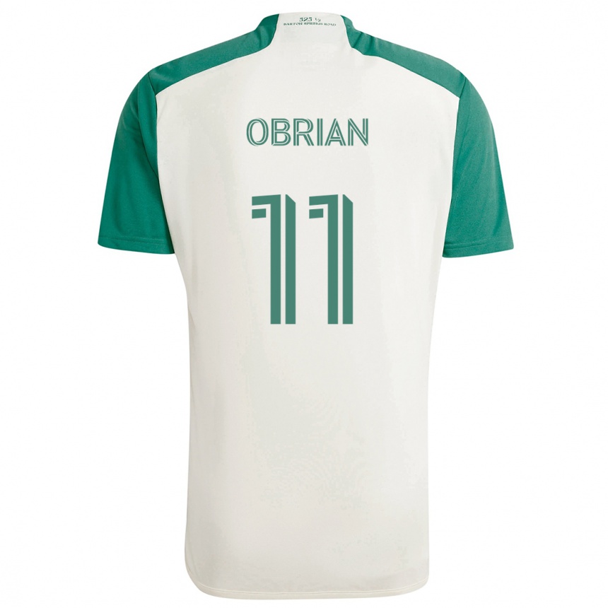 Niño Fútbol Camiseta Jáder Obrian #11 Colores Tostados Verde 2ª Equipación 2024/25 México