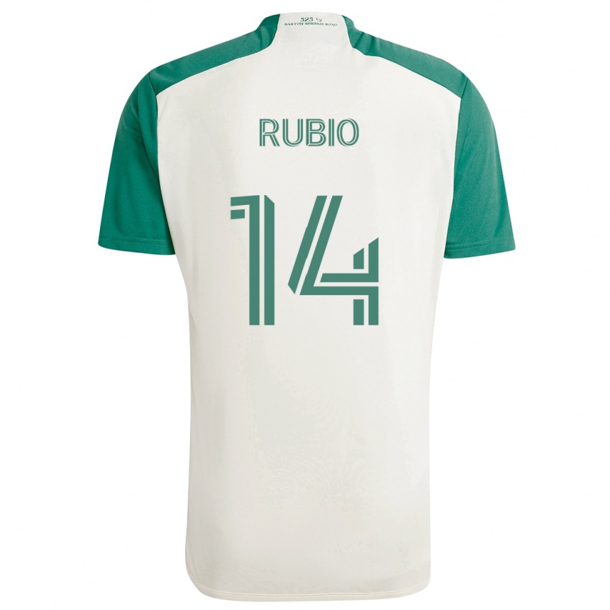 Niño Fútbol Camiseta Diego Rubio #14 Colores Tostados Verde 2ª Equipación 2024/25 México