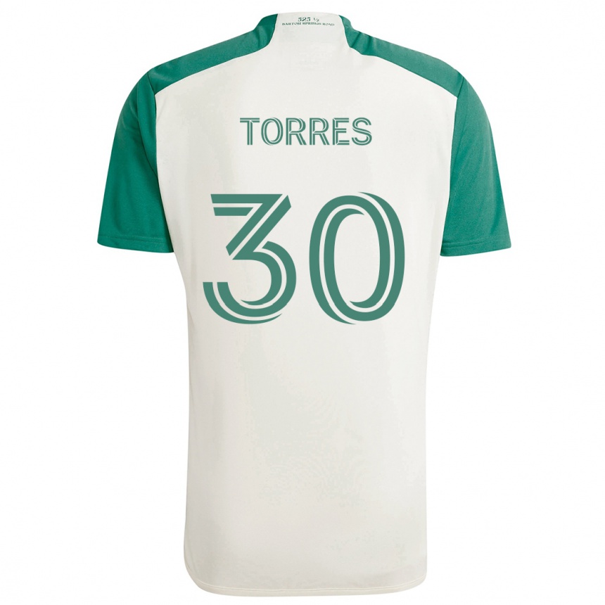 Niño Fútbol Camiseta Ervin Torres #30 Colores Tostados Verde 2ª Equipación 2024/25 México