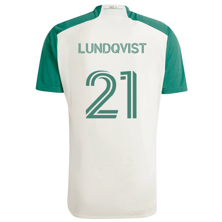 Niño Fútbol Camiseta Adam Lundqvist #21 Colores Tostados Verde 2ª Equipación 2024/25 México