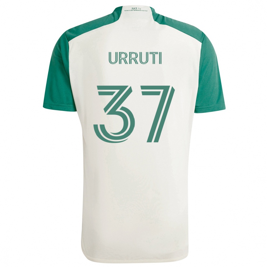 Niño Fútbol Camiseta Maximiliano Urruti #37 Colores Tostados Verde 2ª Equipación 2024/25 México