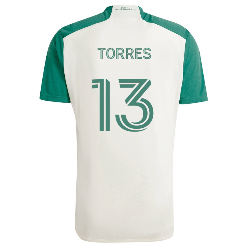 Niño Fútbol Camiseta Leo Torres #13 Colores Tostados Verde 2ª Equipación 2024/25 México