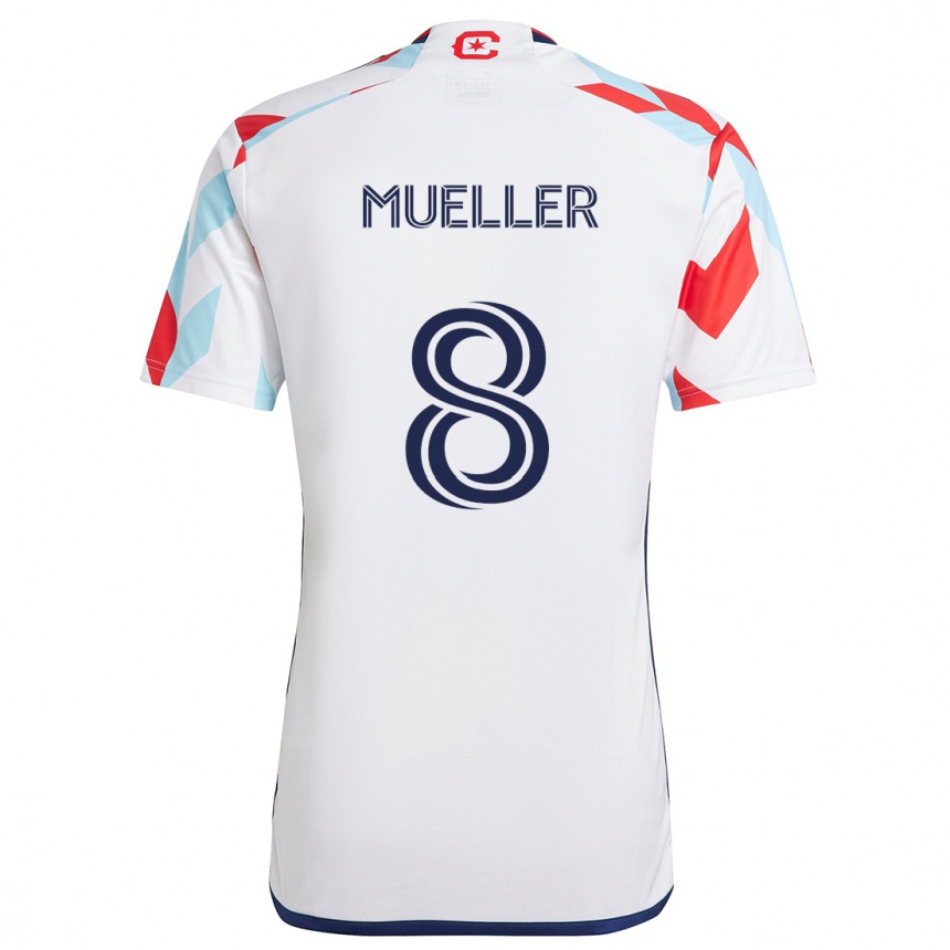 Niño Fútbol Camiseta Chris Mueller #8 Blanco Rojo Azul 2ª Equipación 2024/25 México