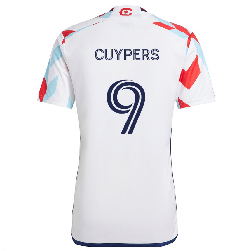 Niño Fútbol Camiseta Hugo Cuypers #9 Blanco Rojo Azul 2ª Equipación 2024/25 México