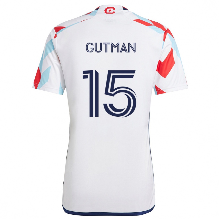 Niño Fútbol Camiseta Andrew Gutman #15 Blanco Rojo Azul 2ª Equipación 2024/25 México