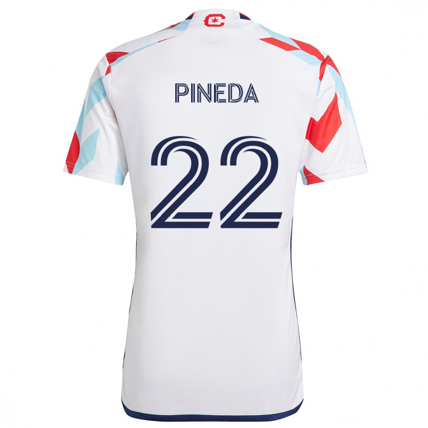 Niño Fútbol Camiseta Mauricio Pineda #22 Blanco Rojo Azul 2ª Equipación 2024/25 México