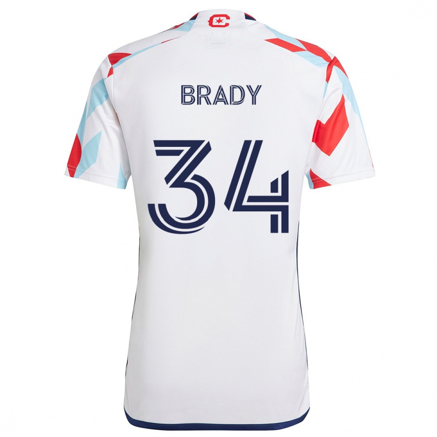 Niño Fútbol Camiseta Chris Brady #34 Blanco Rojo Azul 2ª Equipación 2024/25 México