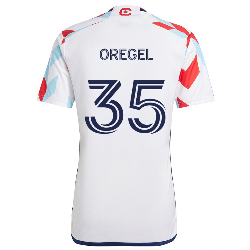 Niño Fútbol Camiseta Sergio Oregel #35 Blanco Rojo Azul 2ª Equipación 2024/25 México