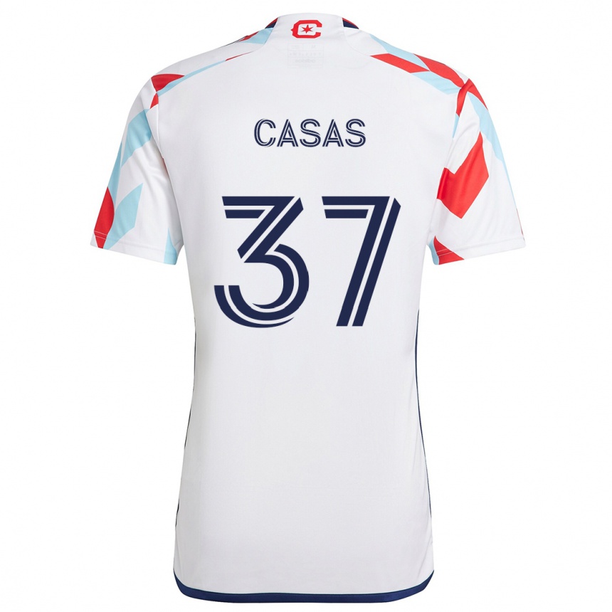 Niño Fútbol Camiseta Javier Casas #37 Blanco Rojo Azul 2ª Equipación 2024/25 México