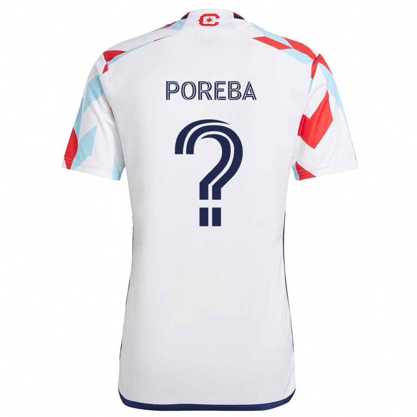 Niño Fútbol Camiseta David Poreba #0 Blanco Rojo Azul 2ª Equipación 2024/25 México