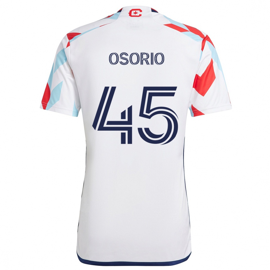 Niño Fútbol Camiseta Harold Osorio #45 Blanco Rojo Azul 2ª Equipación 2024/25 México