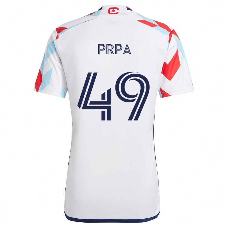 Niño Fútbol Camiseta Luka Prpa #49 Blanco Rojo Azul 2ª Equipación 2024/25 México