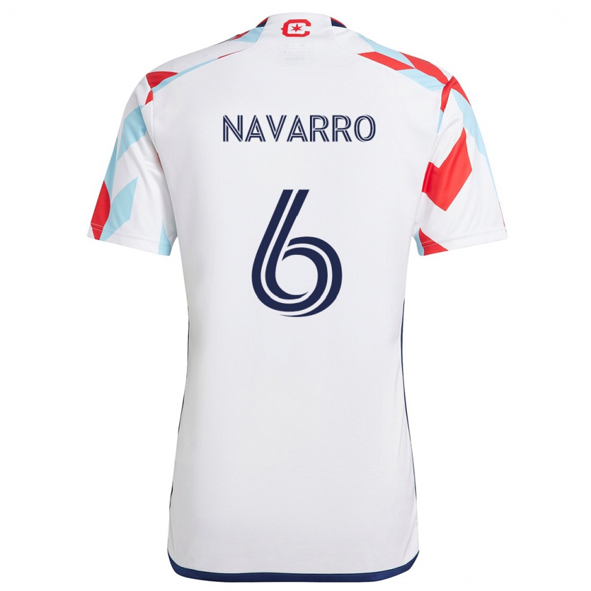 Niño Fútbol Camiseta Miguel Navarro #6 Blanco Rojo Azul 2ª Equipación 2024/25 México