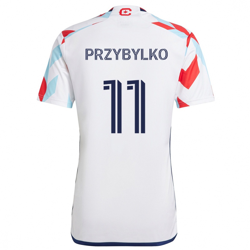 Niño Fútbol Camiseta Kacper Przybylko #11 Blanco Rojo Azul 2ª Equipación 2024/25 México