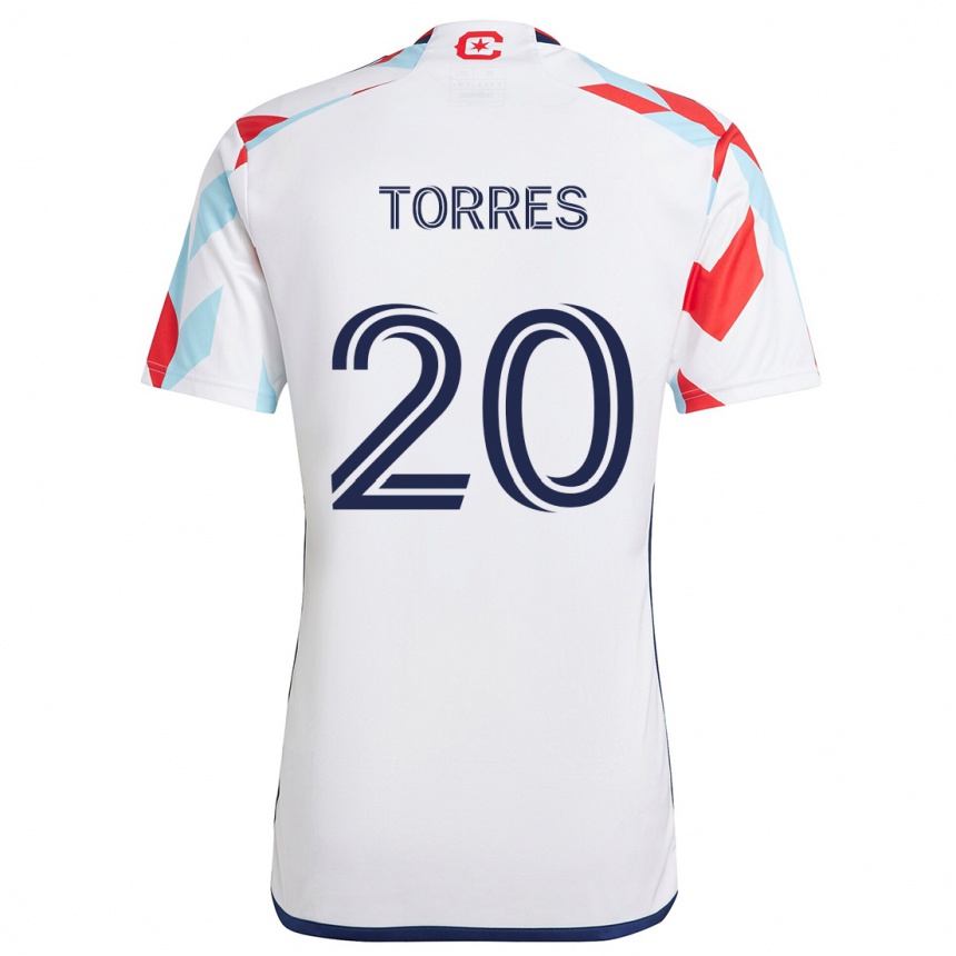 Niño Fútbol Camiseta Jairo Torres #20 Blanco Rojo Azul 2ª Equipación 2024/25 México