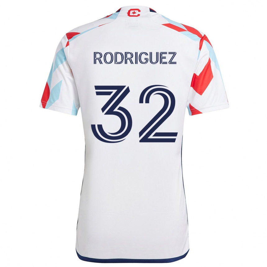 Niño Fútbol Camiseta Missael Rodríguez #32 Blanco Rojo Azul 2ª Equipación 2024/25 México