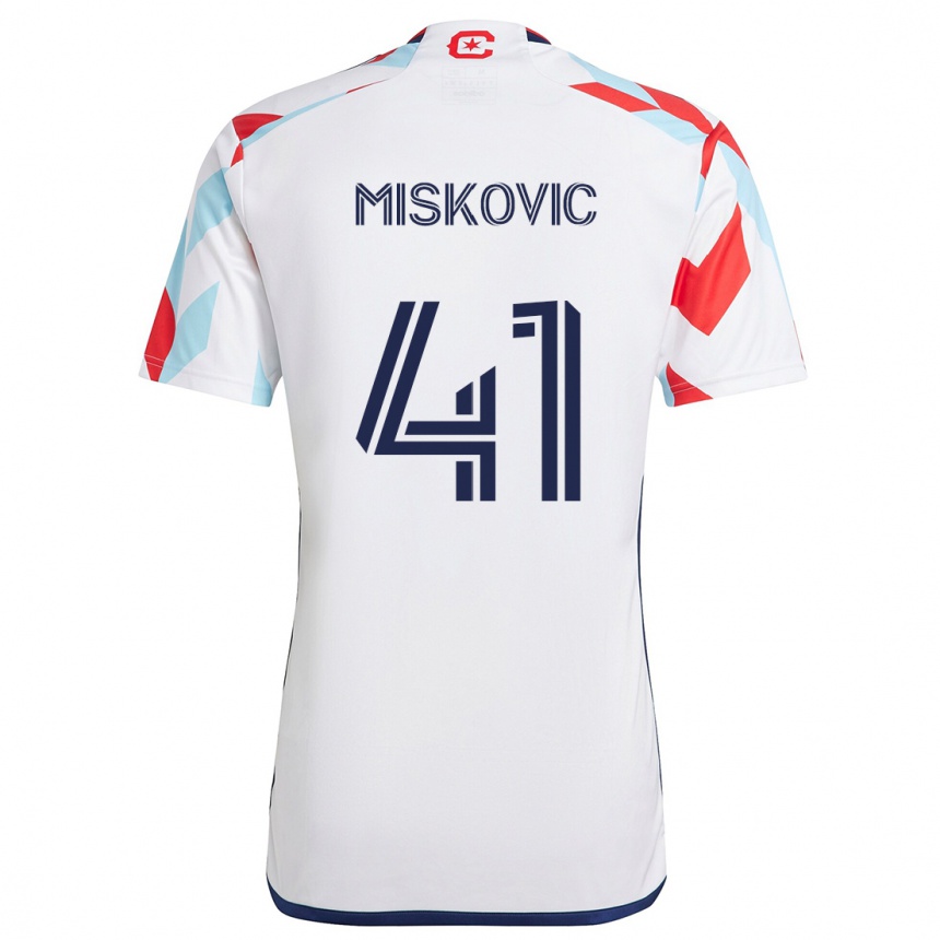 Niño Fútbol Camiseta Mihajlo Miskovic #41 Blanco Rojo Azul 2ª Equipación 2024/25 México