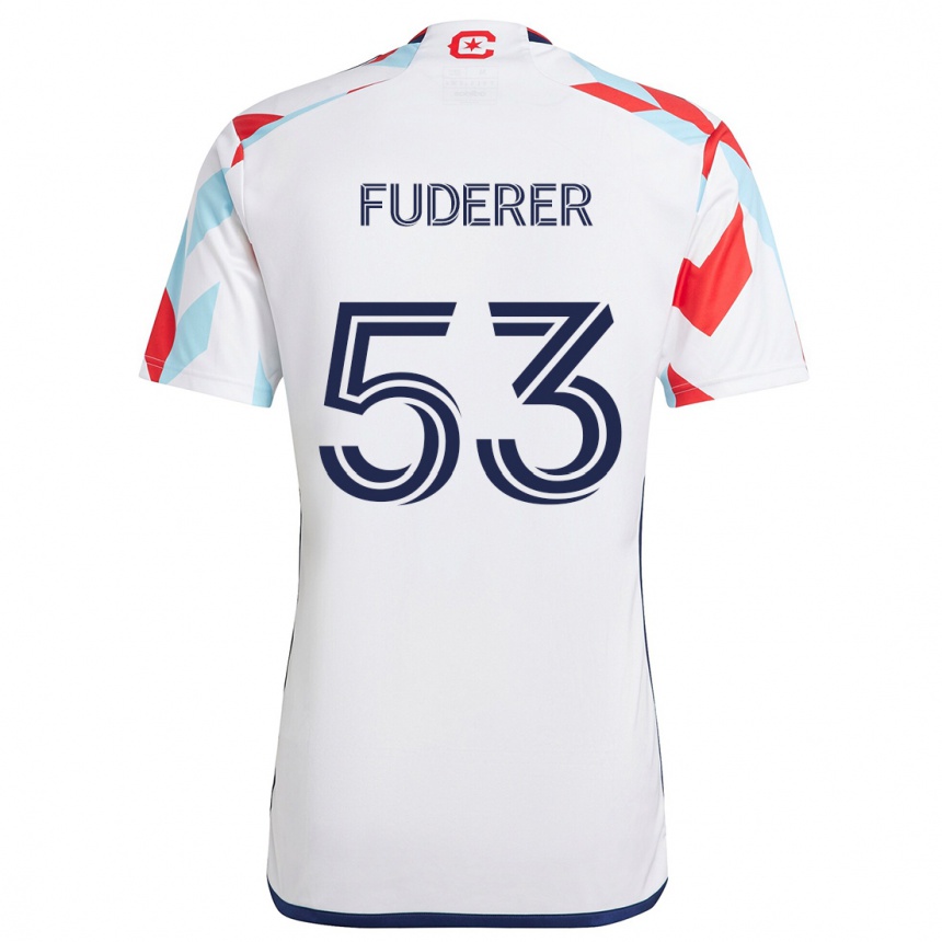 Niño Fútbol Camiseta Jake Fuderer #53 Blanco Rojo Azul 2ª Equipación 2024/25 México