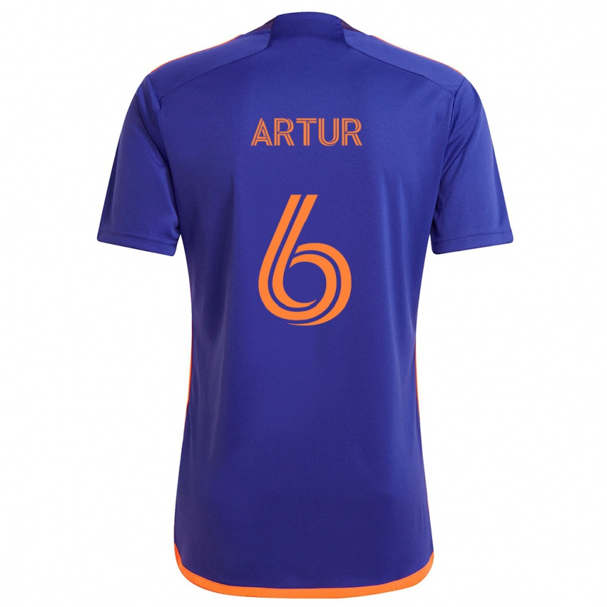 Niño Fútbol Camiseta Artur #6 Púrpura Naranja 2ª Equipación 2024/25 México