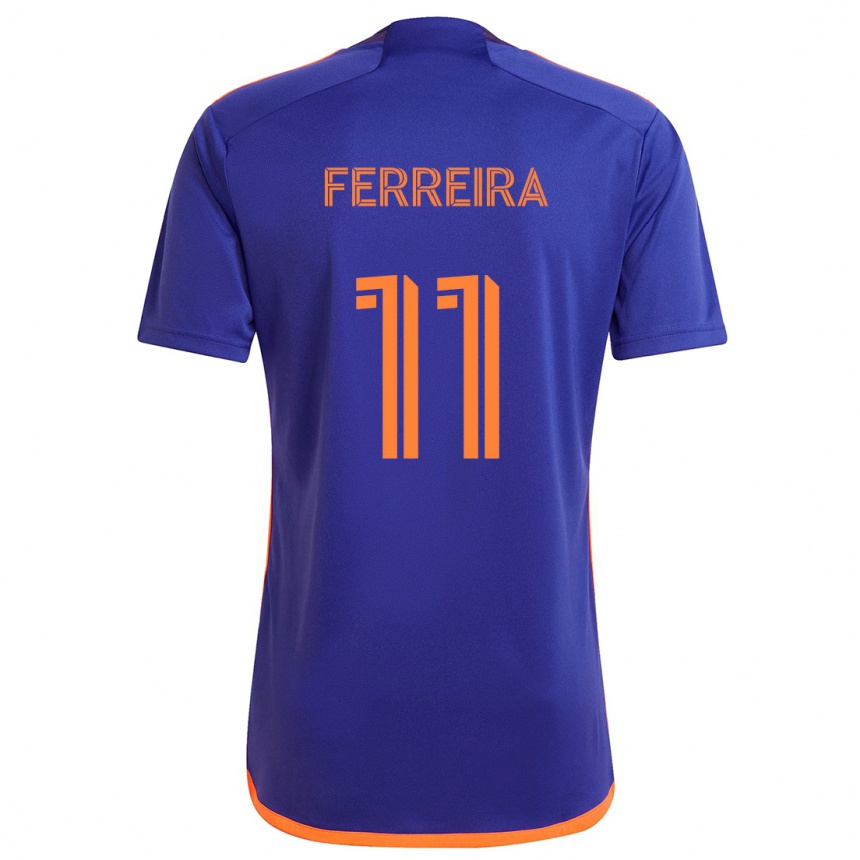 Niño Fútbol Camiseta Sebastián Ferreira #11 Púrpura Naranja 2ª Equipación 2024/25 México