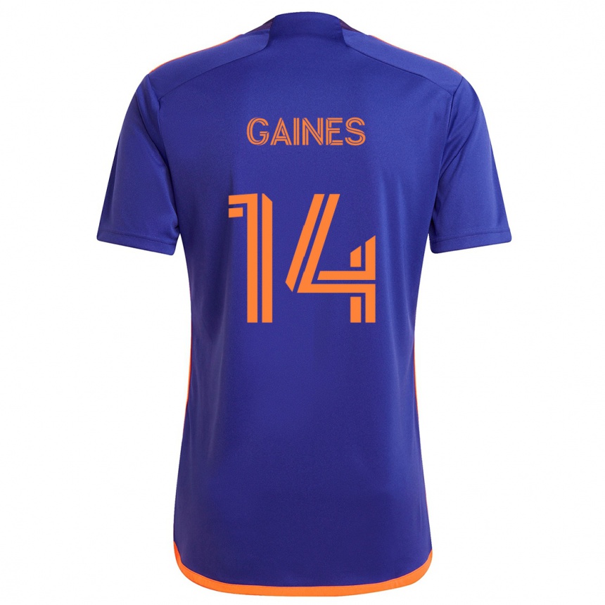 Niño Fútbol Camiseta Mckinze Gaines #14 Púrpura Naranja 2ª Equipación 2024/25 México