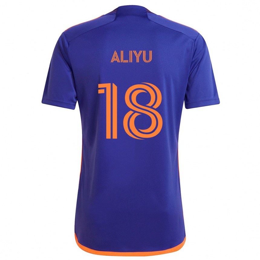 Niño Fútbol Camiseta Ibrahim Aliyu #18 Púrpura Naranja 2ª Equipación 2024/25 México