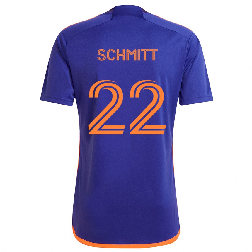 Niño Fútbol Camiseta Tate Schmitt #22 Púrpura Naranja 2ª Equipación 2024/25 México