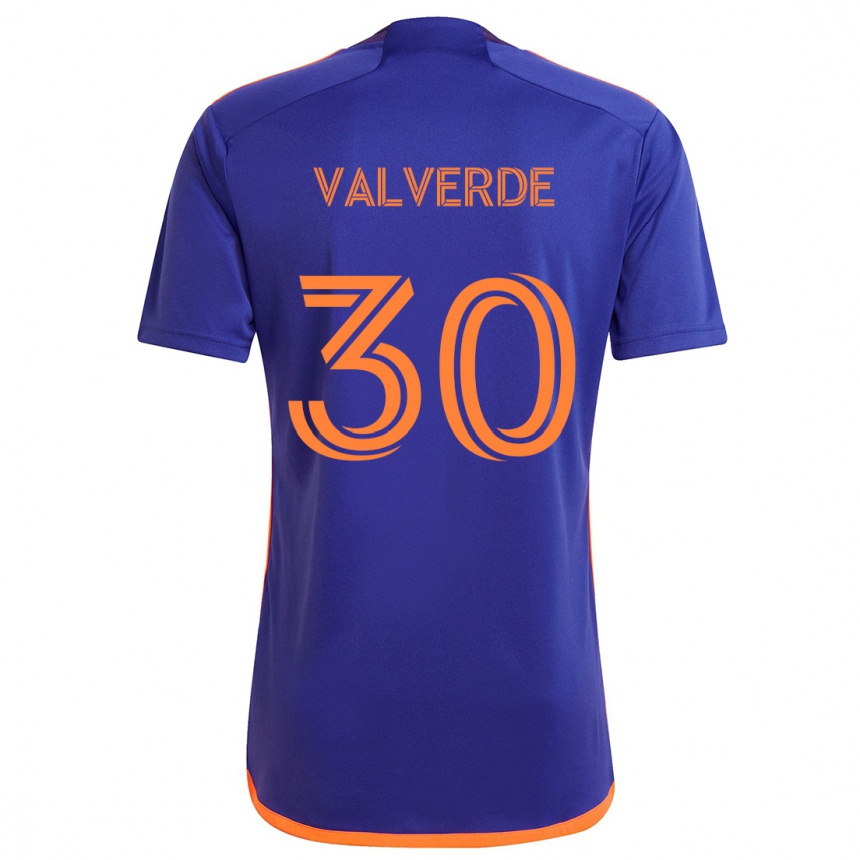 Niño Fútbol Camiseta Jefferson Valverde #30 Púrpura Naranja 2ª Equipación 2024/25 México