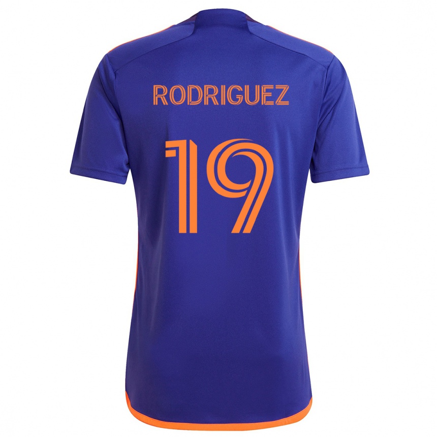 Niño Fútbol Camiseta Sebastian Rodriguez #19 Púrpura Naranja 2ª Equipación 2024/25 México