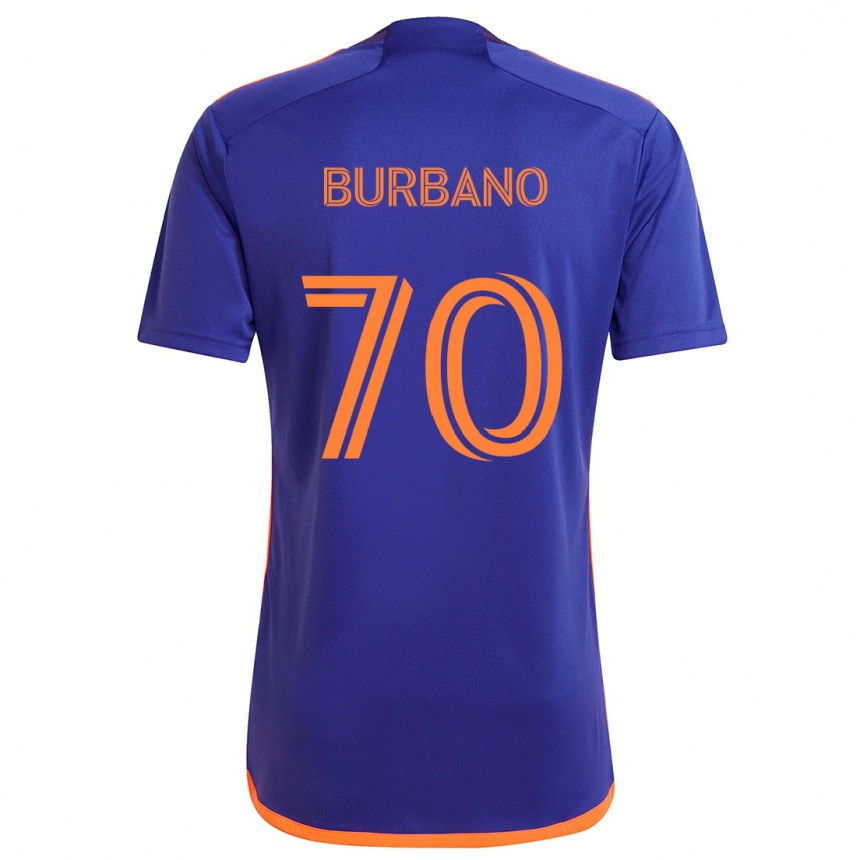 Niño Fútbol Camiseta Jordy Burbano #70 Púrpura Naranja 2ª Equipación 2024/25 México