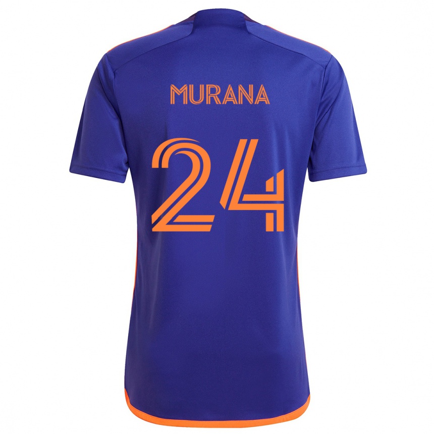 Niño Fútbol Camiseta Mujeeb Murana #24 Púrpura Naranja 2ª Equipación 2024/25 México