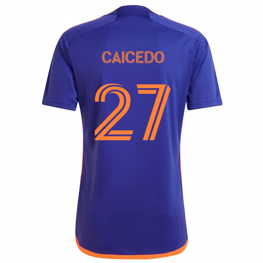 Niño Fútbol Camiseta Luis Caicedo #27 Púrpura Naranja 2ª Equipación 2024/25 México