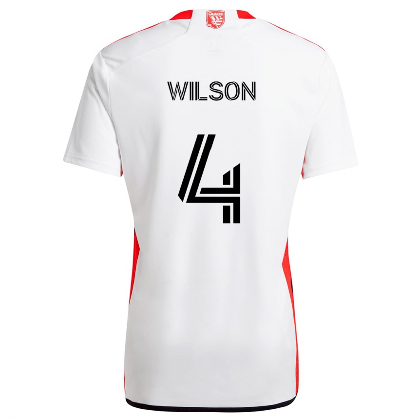 Niño Fútbol Camiseta Bruno Wilson #4 Blanco Rojo 2ª Equipación 2024/25 México