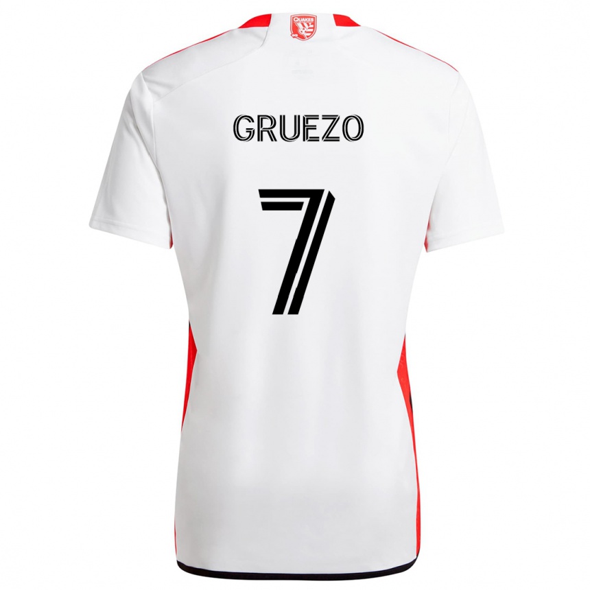 Niño Fútbol Camiseta Carlos Gruezo #7 Blanco Rojo 2ª Equipación 2024/25 México