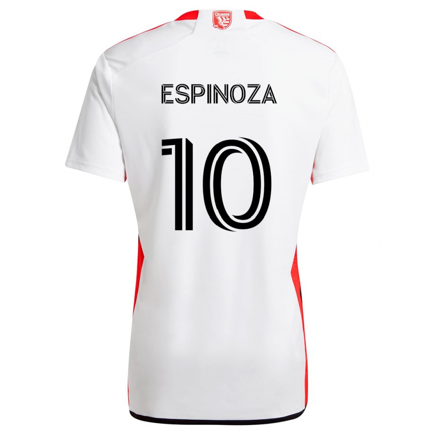 Niño Fútbol Camiseta Cristian Espinoza #10 Blanco Rojo 2ª Equipación 2024/25 México