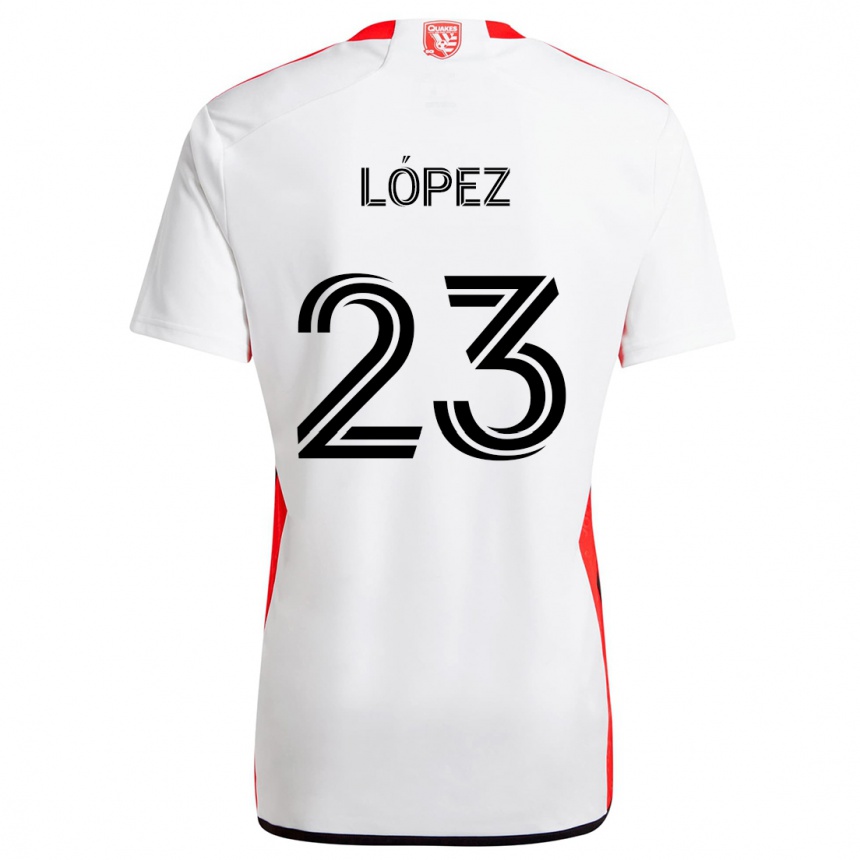 Niño Fútbol Camiseta Hernán López #23 Blanco Rojo 2ª Equipación 2024/25 México