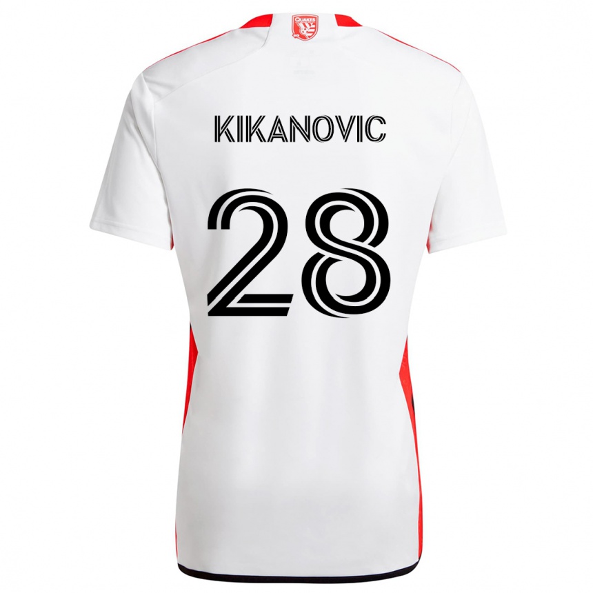 Niño Fútbol Camiseta Benjamin Kikanovic #28 Blanco Rojo 2ª Equipación 2024/25 México