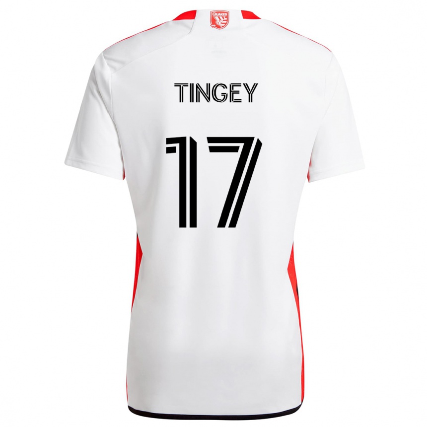 Niño Fútbol Camiseta Keegan Tingey #17 Blanco Rojo 2ª Equipación 2024/25 México