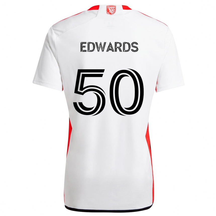 Niño Fútbol Camiseta Aaron Edwards #50 Blanco Rojo 2ª Equipación 2024/25 México