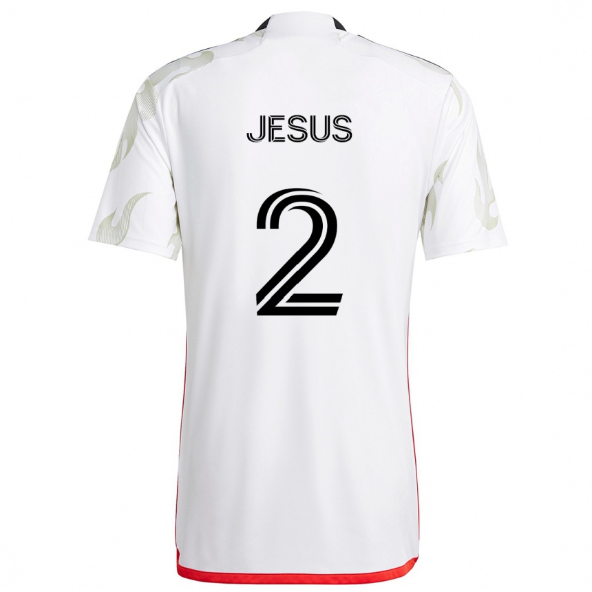 Niño Fútbol Camiseta Geovane Jesus #2 Blanco Rojo Negro 2ª Equipación 2024/25 México