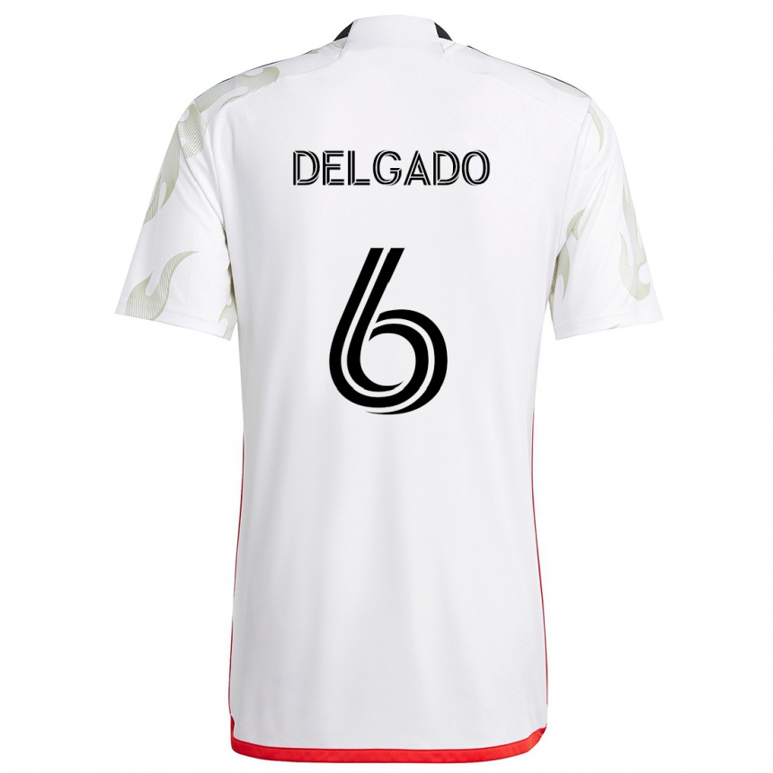 Niño Fútbol Camiseta Patrickson Delgado #6 Blanco Rojo Negro 2ª Equipación 2024/25 México