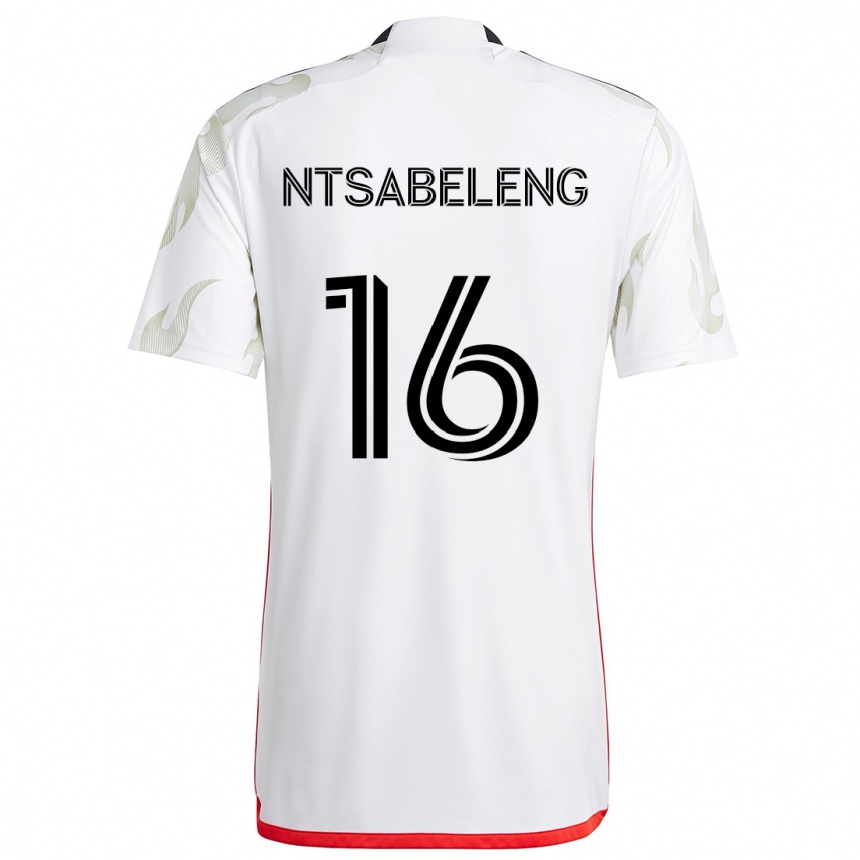 Niño Fútbol Camiseta Tsiki Ntsabeleng #16 Blanco Rojo Negro 2ª Equipación 2024/25 México